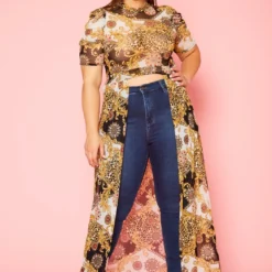 Plus Size Multi Animal Print Chiffon High Low Top