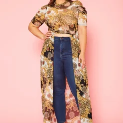 Plus Size Multi Animal Print Chiffon High Low Top -Radiant Drape Sales 2020980 001 2