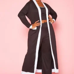 Plus Size Color Trim Three Piece Set