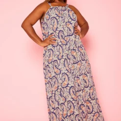Plus Size Paisley Print Maxi Flare Dress -Radiant Drape Sales 2020989 001 1