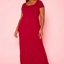 Plus Size Smocked Seamless Fit & Flare Maxi Dress