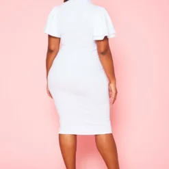 Plus Size Front Collar Tie Bodycon Midi Dress -Radiant Drape Sales 2021005 002 3