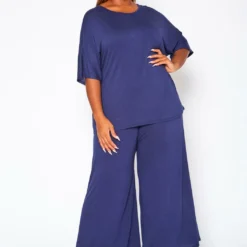 Plus Size Relaxed Fit Top & Flare Pants Set -Radiant Drape Sales 2021006 002 0
