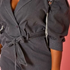 Plus Size Glitter Lace Up Denim Romper 11 Plus Size Glitter Lace Up Denim Romper -Radiant Drape Sales 2021008 001 5