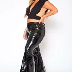 Plus Size PU Leather Low Rise Flare Pants -Radiant Drape Sales 2021013 001 3