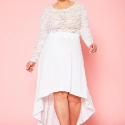 Plus Size Floral Lace High Low Flare Dress -Radiant Drape Sales 2021016 001 3