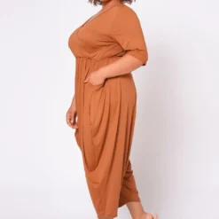 Plus Size Short Sleeve Harem Jumpsuit -Radiant Drape Sales 2021019 001 4
