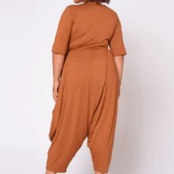 Plus Size Short Sleeve Harem Jumpsuit -Radiant Drape Sales 2021019 001 5