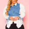 Plus Size Denim Contrast Flare Top