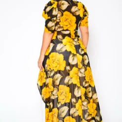 Plus Size Floral Pattern High Low Blouse -Radiant Drape Sales 2021029 001 4