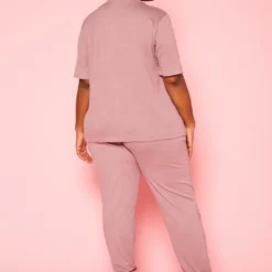 Plus Size Knit Half Sleeve Top And Jogger Pants Set -Radiant Drape Sales 2021040 002 4