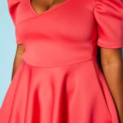 Plus Size Puff Sleeve Flare Mini Dress -Radiant Drape Sales 2021049 004 5