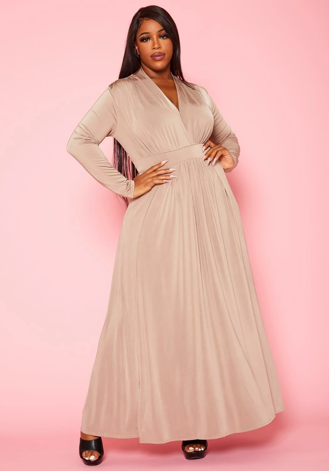 Plus Size Double Slit Flare Maxi Dress 1 Plus Size Double Slit Flare Maxi Dress