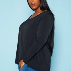 Plus Size V Neck Long Sleeve Top -Radiant Drape Sales 2021063 001 2
