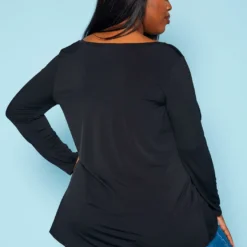 Plus Size V Neck Long Sleeve Top -Radiant Drape Sales 2021063 001 3