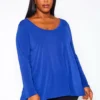Plus Size V Neck Long Sleeve Top