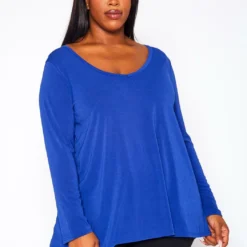 Plus Size V Neck Long Sleeve Top