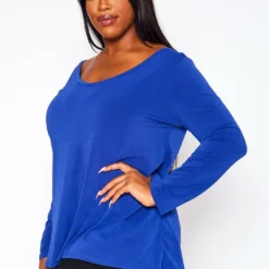 Plus Size V Neck Long Sleeve Top -Radiant Drape Sales 2021063 004 2