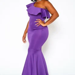 Plus Size One Shoulder Mermaid Maxi Dress -Radiant Drape Sales 2021065 001 4