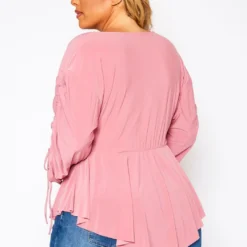 Plus Size Surplice Shirred Sleeve Peplum Blouse 8 Plus Size Surplice Shirred Sleeve Peplum Blouse -Radiant Drape Sales 2021079 001 4