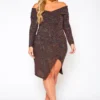 Plus Size Sequin Off Shoulder Midi Dress