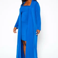 Plus Size Solid Tube Dress & Duster Cardigan Set -Radiant Drape Sales 2021100 001 3