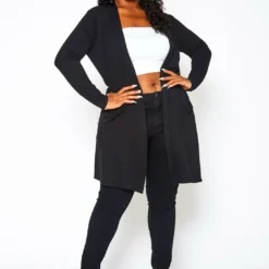 Plus Size Long Sleeve Slouchy Open Cardigan