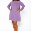 Plus Size Long Sleeve Flare Mini Dress