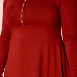 Plus Size Button Hem Long Sleeve Flare Mini Dress 9 Plus Size Button Hem Long Sleeve Flare Mini Dress -Radiant Drape Sales 2021104 003 4