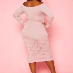 Plus Size Off Shoulder Cross Wrap Midi Dress -Radiant Drape Sales 2021111 004 4