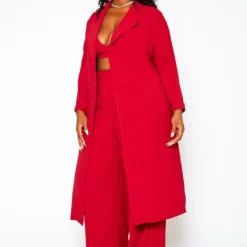 Plus Size Halter Crop Top & Duster Three Piece Set -Radiant Drape Sales 2021114 002 3