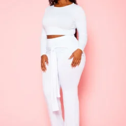 Plus Size Crop Sweater & Belted Flare Pants Set -Radiant Drape Sales 2021121 001 2
