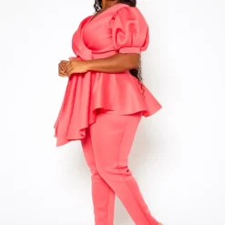 Plus Size Asymmetric Flare Hem Top & Pants Set -Radiant Drape Sales 2021122 003 4