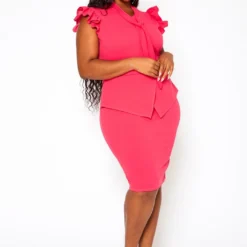 Plus Size Tie Front Ruffle Trim Sleeveless Dress -Radiant Drape Sales 2021123 004 2