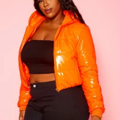 Plus Size PU Faux Leather Puffer Coat -Radiant Drape Sales 2021130 003 2