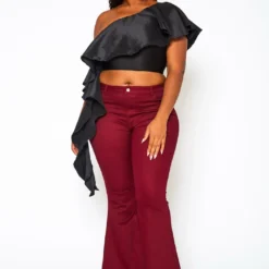 Plus Size Asymmetric Hem One Sleeve Crop Top 13 Plus Size Asymmetric Hem One Sleeve Crop Top -Radiant Drape Sales 2021131 001 1