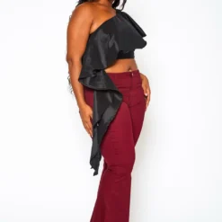 Plus Size Asymmetric Hem One Sleeve Crop Top 10 Plus Size Asymmetric Hem One Sleeve Crop Top -Radiant Drape Sales 2021131 001 3