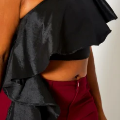 Plus Size Asymmetric Hem One Sleeve Crop Top 12 Plus Size Asymmetric Hem One Sleeve Crop Top -Radiant Drape Sales 2021131 001 5