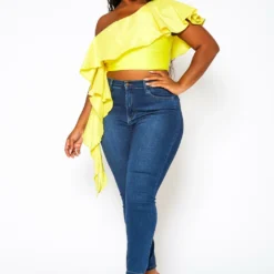 Plus Size Asymmetric Hem One Sleeve Crop Top 9 Plus Size Asymmetric Hem One Sleeve Crop Top -Radiant Drape Sales 2021131 002 1