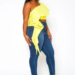 Plus Size Asymmetric Hem One Sleeve Crop Top 11 Plus Size Asymmetric Hem One Sleeve Crop Top -Radiant Drape Sales 2021131 002 4