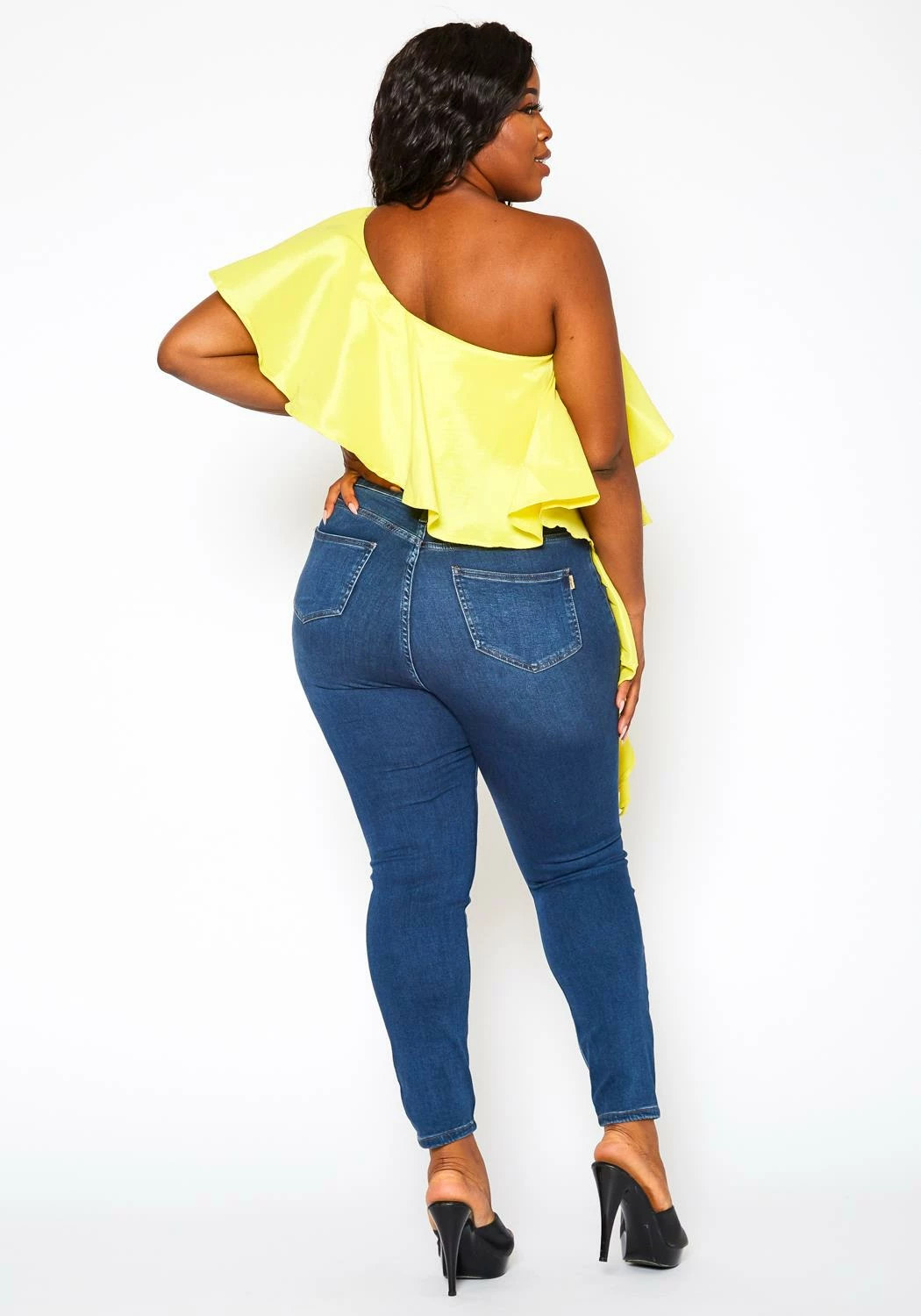 Plus Size Asymmetric Hem One Sleeve Crop Top 6 Plus Size Asymmetric Hem One Sleeve Crop Top - Image 6