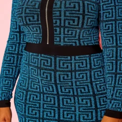 Plus Size Shimmer Greek Key Print Bodycon Dress 11 Plus Size Shimmer Greek Key Print Bodycon Dress -Radiant Drape Sales 2021134 001 5