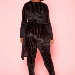Plus Size Velvet Striped Asymmetric Top & Legging Set -Radiant Drape Sales 2021137 001 4