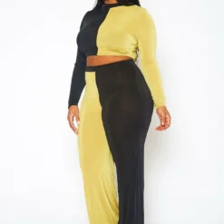 Plus Size Color Block Long Sleeve Top & Pants Set 9 Plus Size Color Block Long Sleeve Top & Pants Set -Radiant Drape Sales 2021139 002 3