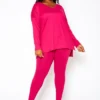 Plus Size V Neck Long Sleeve Top & Legging Set