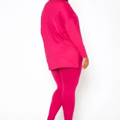 Plus Size V Neck Long Sleeve Top & Legging Set -Radiant Drape Sales 2021142 003 4