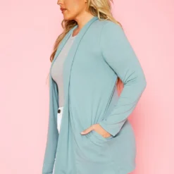 Plus Size Solid Open Front Cardigan -Radiant Drape Sales 2021143 104 3