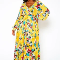 Plus Size Floral Print Flare Maxi Dress -Radiant Drape Sales 2021146 001 2
