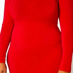 Plus Size Scoop Neck Long Sleeve Mini Dress -Radiant Drape Sales 2021147 001 4