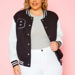Plus Size Varsity Bomber Jacket -Radiant Drape Sales 2021148 001 2